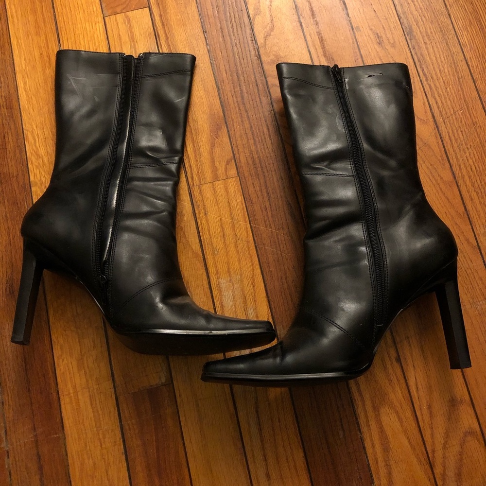 Black high heel boots size 10
